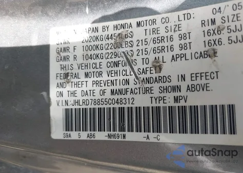 2005 Honda Cr-V Ex from USA, damaged, VIN JHLRD78855C048312